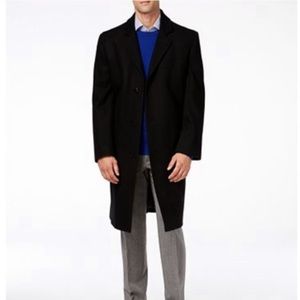London Fog Signature Wool Blend Black Overcoat men’s 44R outerwear jacket